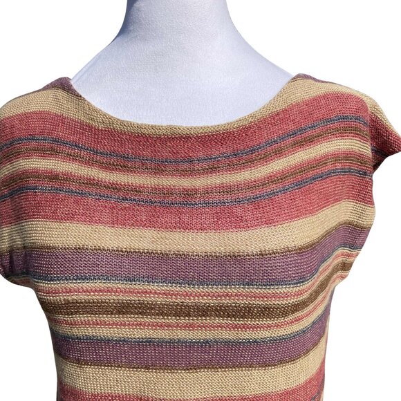 LAUREN RALPH LAUREN Petite PL Linen Cotton Silk Striped Knit Top Multicolor - Picture 3 of 10